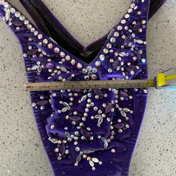 NPC Figure Suit - Purple Velvet & Clear Crystals - C/D Cup & Size 4 Bottom - Picture 4 of 5